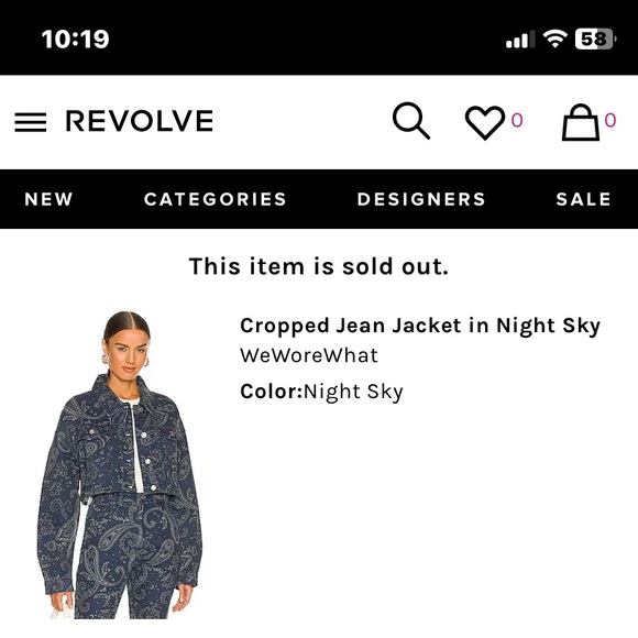 ✨WeWoreWhat✨Cropped Jean Jacket in Night Sky Size XS/S - Picture 9 of 10